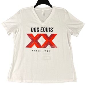 Bella Canvas Dos Equis Beer Graphic Tee V Neck Streetwear Gorpcore Shirt Women L
